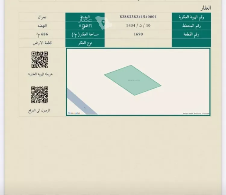 أرض للبيع في حي النهضة