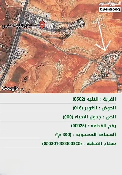 ارض للبيع كاش فقط في الغوير - منطقة التطوير الحضري - خلف المستشفى الكرك الحكومي مخدومة ماء وكهرباء — أرض في الكرك
