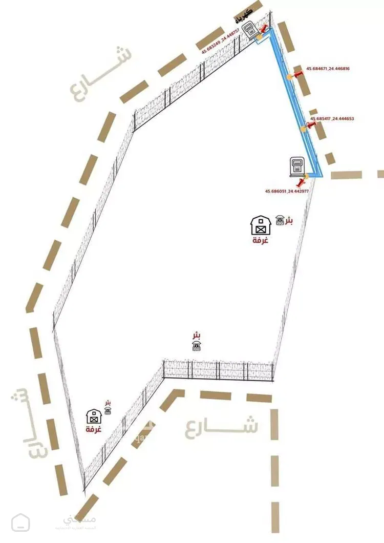 أرض للبيع في شارع بدون