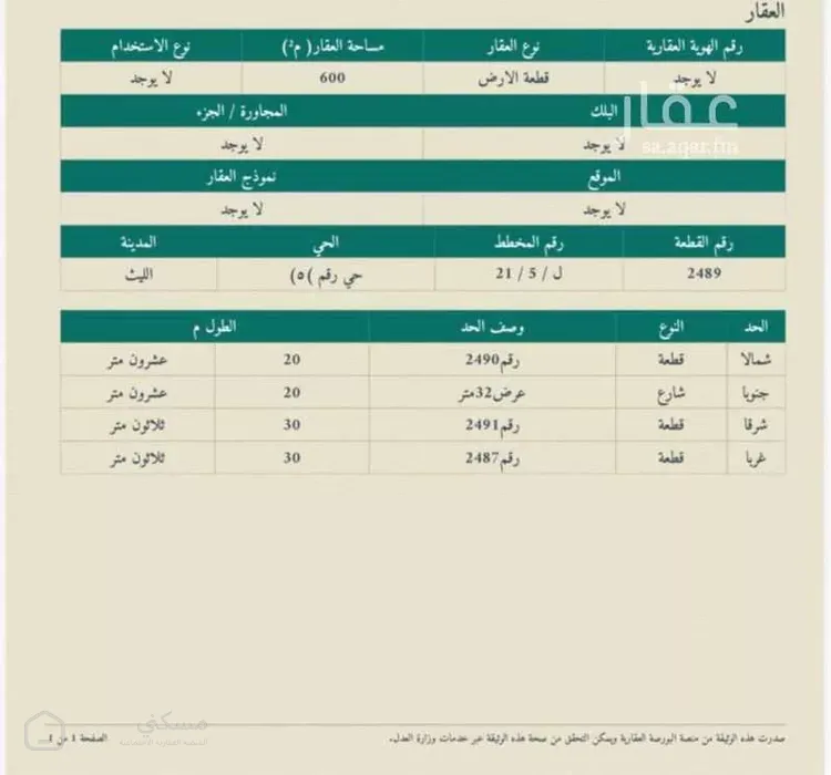 أرض للبيع في شارع عثمان الرويني