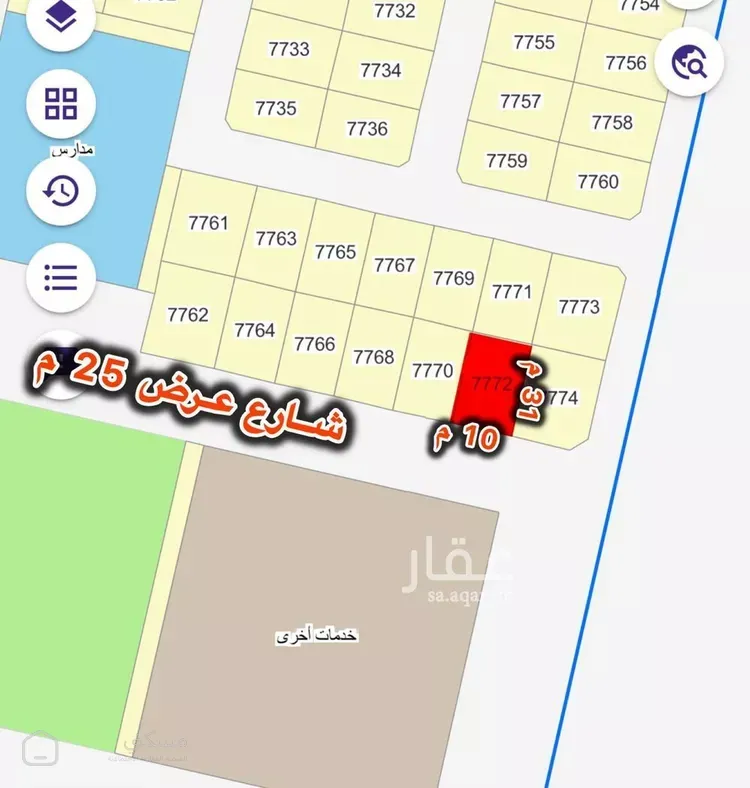 أرض للبيع في شارع غير مسمى