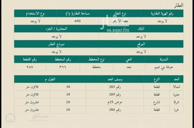 أرض للبيع في شارع الابرار